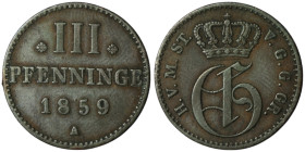 Mecklenburg-Strelitz. Georg (1816-1860)
3 Pfennig 1859 (20mm, 2,31g)