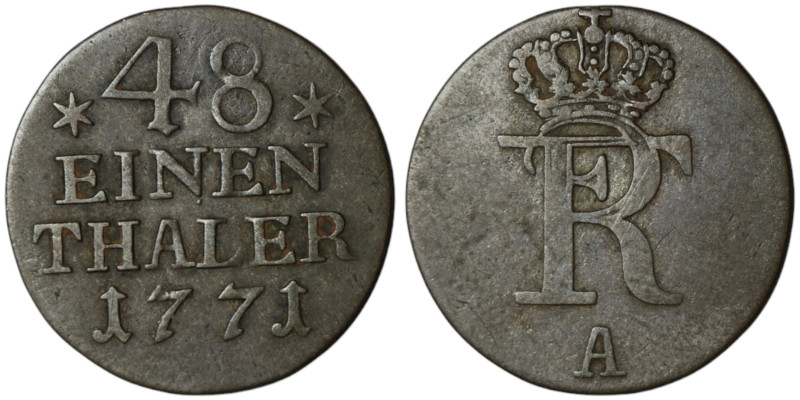 GERMANY. Prussia. Brandenburg. Friedrich II (1740 - 1786)
1/48 Thaler 1771 (18mm...