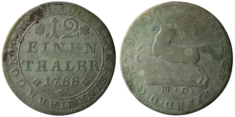 GERMANY. Braunschweig-Wolfenbüttel. Karl Wilhelm Ferdinand (AD 1780-1806).
1/12 ...