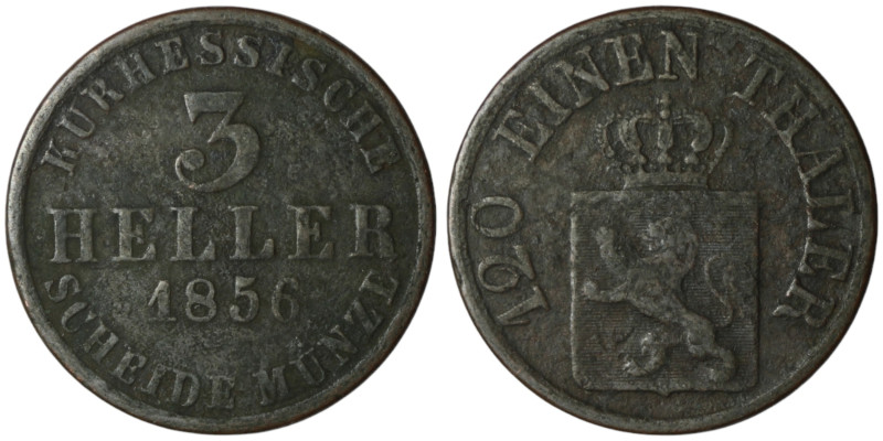 GERMANY. Hessen-Kassel. Friedrich Wilhelm I (1847-1866)
3 Heller 1856 (23mm, 4,6...
