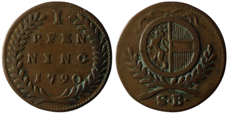 GERMANY. Salzburg
1 Pfennig 1790 (17mm, 1,26g)