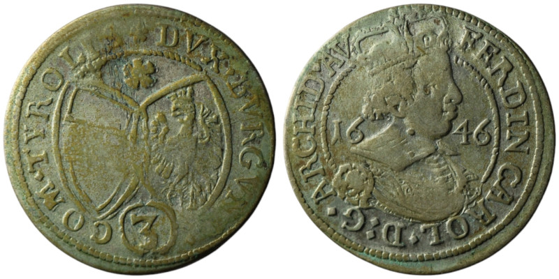 House of Habsburg. Erzherzog Ferdinand Karl (1632-1662)
3 Kreuzer 1646 (21mm, 1,...