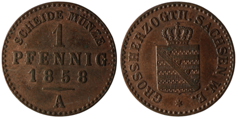 GERMANY. 
1 Pfennig 1858 (17mm, 1,45g)