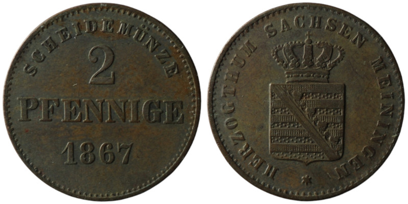 GERMANY. Georg II (1866-1914)
2 Pfennig 1867 (20mm, 2,40g)