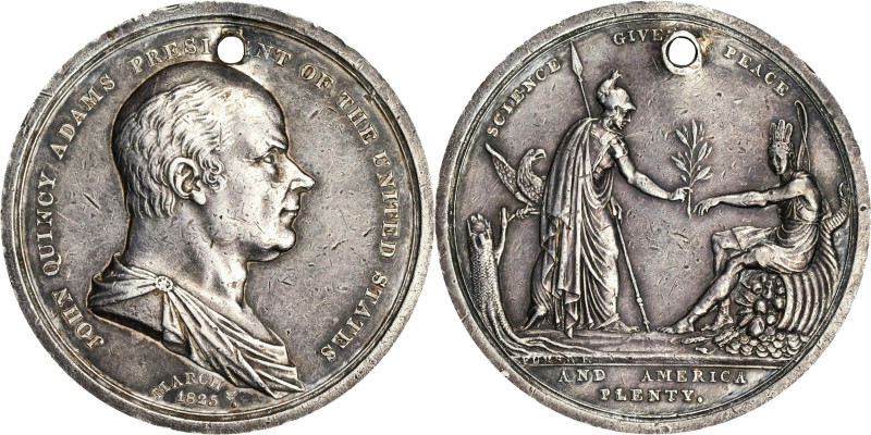 1825 John Quincy Adams Inaugural Medal. Julian PR-5, Neuzil-45. Silver. Very Fin...