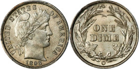 1893-O Barber Dime. MS-66 (PCGS).Charming, essentially untoned surfaces present over fulsome mint luster. Impressively well struck for a New Orleans M...