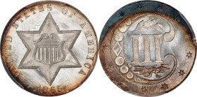 1865 Silver Three-Cent Piece. MS-68+ (PCGS). CAC. CMQ.A phenomenal condition rarity whose offering here follows on our sale of the unique 1865 trime i...