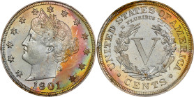 1901 Liberty Head Nickel. Proof-68 (PCGS).A captivating Ultra Gem Proof, beautifully toned and virtually pristine in preservation. Both sides exhibit ...