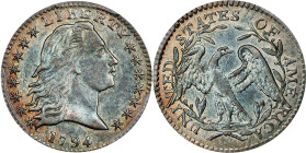 1794 Flowing Hair Half Dime. LM-4, V-4. Rarity-4. AU-58+ (PCGS).This is an outstanding example of this historic key date issue that should have no dif...