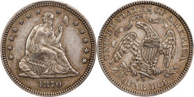 1870-CC Liberty Seated Quarter. Briggs 1-A. EF-45 (PCGS).Offered is a highly significant certified Choice Extremely Fine example of this historic and ...