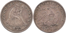 1872-CC Liberty Seated Quarter. Briggs 1-A. VF-25 (PCGS). CMQ.This highly desirable example offers uncommonly smooth, problem free surfaces in a moder...