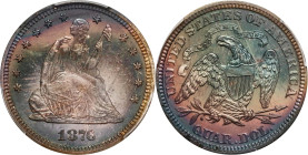 1876 Liberty Seated Quarter. Proof-68 (PCGS).An exquisite Ultra Gem Proof that really needs to be seen to be fully appreciated. The surfaces are richl...