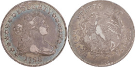 1798 Draped Bust Silver Dollar. Small Eagle. BB-81, B-2. Rarity-3. 15 Stars. EF-45 (PCGS).A significant and fleeting second offering for a high grade ...