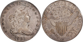 1799 Draped Bust Silver Dollar. BB-157, B-5a. Rarity-2. AU-58 (PCGS).A lovely example, virtually Mint State, and a strong candidate for inclusion in a...