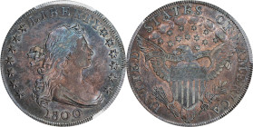 1800 Draped Bust Silver Dollar. BB-191, B-11. Rarity-5. Very Wide Date, Low 8, AMERICAI. AU-58 (PCGS).Offered is an uncommonly vivid example of this s...