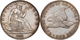 1839 Gobrecht Silver Dollar. Name Removed. Judd-104 Original, Pollock-116. Rarity-3. Silver. Reeded Edge. Die Alignment IV. Proof. AU Details--Cleaned...