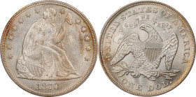 1870 Liberty Seated Silver Dollar. OC-5. Rarity-3+. MS-66+ (PCGS). CMQ.Single finest certified at PCGS, this CC#1 1870 dollar is a fantastic condition...