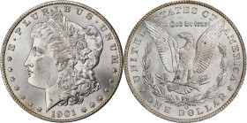 1901-O Morgan Silver Dollar. MS-67 (NGC).A satin to softly frosted Superb Gem of the finest order. Briskly moving cartwheel luster enhances the virtua...