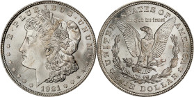 1921 Morgan Silver Dollar. MS-67 (PCGS). CMQ.A brilliant and platinum-white example of this popular transitional issue. Exceptionally well struck and ...