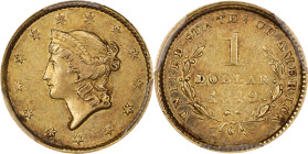 1849-C Gold Dollar. Open Wreath. Winter-1. EF-45 (PCGS). CMQ.Stack's Bowers Galleries is pleased to present one of only five examples known for the ra...