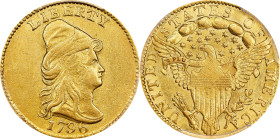 1796 Capped Bust Right Quarter Eagle. No Stars on Obverse. BD-2. Rarity-4. AU Details--Repaired (PCGS).An overall boldly defined AU example to represe...