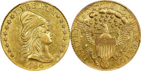 1796 Capped Bust Right Quarter Eagle. Stars on Obverse. BD-3. Rarity-5+. AU Details--Tooled (PCGS).Bright to medium golden-honey color is seen on both...