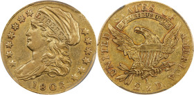 1808 Capped Bust Left Quarter Eagle. BD-1. Rarity-4. AU-53 (PCGS).Offered is a desirable example of this classic one-year type in the early U.S. gold ...