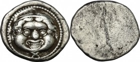 Etruria, Populonia. AR Didrachm of 10 Units, c. 425-400 BC. Vecchi EC I,8. 21-7 (O2), HN Italy 117, HGC 92. 7.66 g.  22 mm.