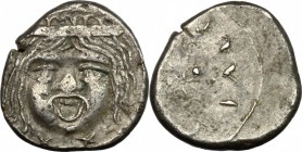 Etruria, Populonia. AR 20-Asses, c. 300-250 BC. Vecchi EC I, 38.41- 46 (O5/R6), HN Italy 143, HGC 104. 5.29 g.  20 mm.