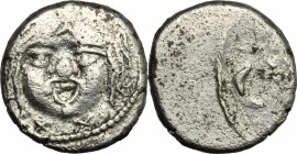 Etruria, Populonia. AR 20-Asses, 3rd century BC. Vecchi EC I, 38.41-46 (O5/R6), HN Italy 143, HGC 104. 6.96 g.  20 mm.