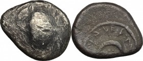 Etruria, Populonia. AR 20-Asses, 3rd century BC. Vecchi EC I, 68.1-5 (O3/R12), HN Italy 159, HGC 17, Garrucci p. 185, pl. CXXV, 9 (Supplemento).  7.77...