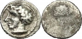 Etruria, Populonia. AR As (Libella), 3 rd century BC.  Vecchi EC I, 107.8 (O7), HN Italy 181, HGC 139. 0.32 g.  8 mm.