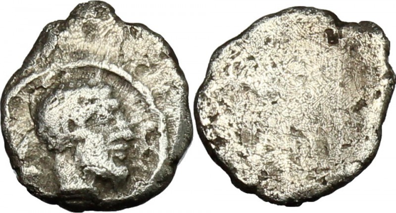 Greek Italy. Etruria, Populonia. AR 0.5-As (Sembella), 3rd century BC. D/ Male h...