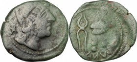 Etruria, Populonia. AE Triens of 10 Units, 3rd century BC. Vecchi EC I, 140.32-51 (O1/R2), HN Italy 195, HGC 183. 8.02 g.  26 mm.