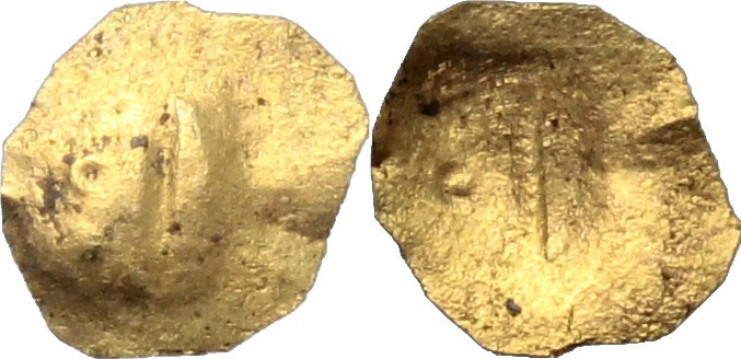 Greek Italy. Etruria, uncertain mint. AV Unit, 3rd century BC. D/ I between two ...