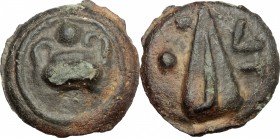 Umbria, Tuder. AE Cast Uncia, c. 220-200 BC. Vecchi ICC, 227. HN Italy 50. T.V 168 Haeb. pl. 81, 27-28. 8.64 g.  21 mm.