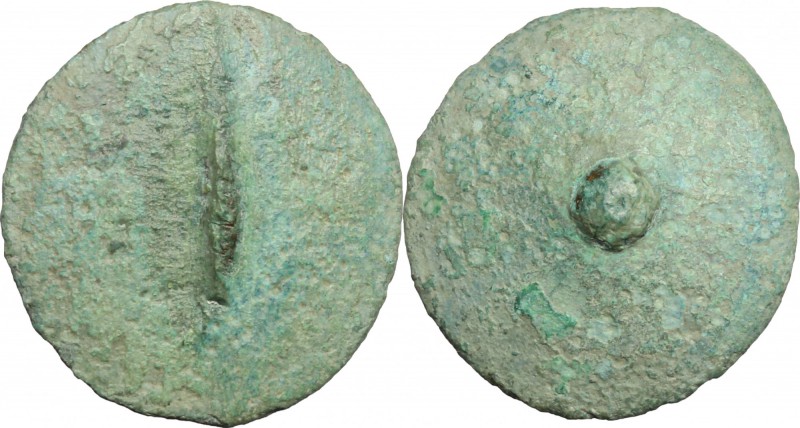 Greek Italy. Central Italy, uncertain. AE Cast Uncia 3rd century BC. D/ Large I....