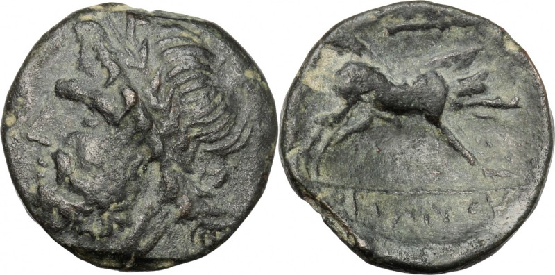 Greek Italy. Northern Apulia, Arpi. AE 18.5 mm. c. 325-275 BC. D/ Laureate head ...