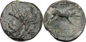 Northern Apulia, Arpi. AE 18.5 mm. c. 325-275 BC. Cf. HN Italy 642 var. (APΠANΩN). SNG Cop 603-605 var. (same). SNG ANS 635-9. var. (same). 5.34 g.  1...
