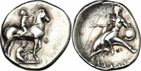 Southern Apulia, Tarentum. AR Nomos, c. 340-332 BC. HN Italy 888. Vlasto 511-513. 7.08 g.  22 mm.
