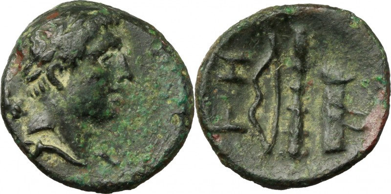 Greek Italy. Southern Lucania, Heraclea. AE 11.5 mm., 3rd-1st centuries BC. D/ H...