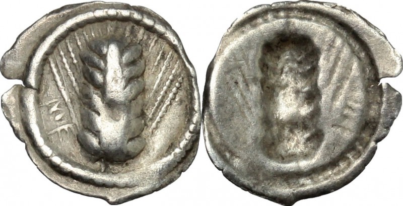 Greek Italy. Southern Lucania, Metapontum. AR Hemiobol (?), c. 540-510. D/ ME. B...