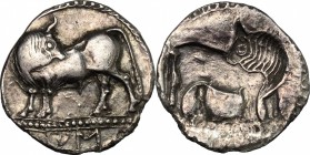 Southern Lucania, Sybaris. AR Third Stater, c. 550-510 BC. HN Italy 1736. SNG ANS 847. 2.42 g.  18 mm.