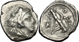 Bruttium, Kroton. AR Diobol, mid-fourth century.  0.83 g.  12.5 mm.