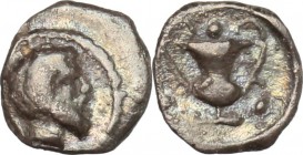 Naxos. AR Trionkion-Tetras, c. 415-403 BC. Cahn-. Campana 32. HGC 2,981. See Triton XV, lot 1063 (sold for $ 1700). 0.16 g.  7 mm.
