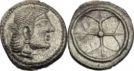 Syracuse.  Deynomenid Tyranny (485-466 BC).. AR Litra. SNG ANS 116. Cf. Boehringer 369-70. 0.65 g.  10 mm.