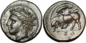 Syracuse.  Agathokles (317-289 BC).. AE 15.5 mm. c. 317-310 BC. CNS 101 (Ds 95 R 138). SNG ANS -. SNG Cop-. 4.3 g.  15.5 mm.