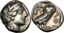 Attica, Athens. AR Tetradrachm, c. 454-404 BC. Kroll 8. HGC 4, 1597. SNG Cop. 31. Gulbenkian 519-21. 17.18 g.  24 mm.