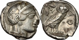 Attica, Athens. AR Tetradrachm, c. 454-404 BC. Kroll 8. HGC 4, 1597. SNG Cop. 31. Gulbenkian 519-21. 17.2 g.  25.5 mm.