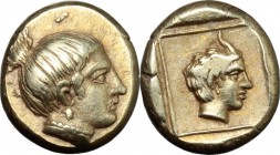 Lesbos, Mytilene. EL Hekte, c. 412-378 BC. Bodenstedt 69. HGC 6,995. 2.58 g.  11 mm.
